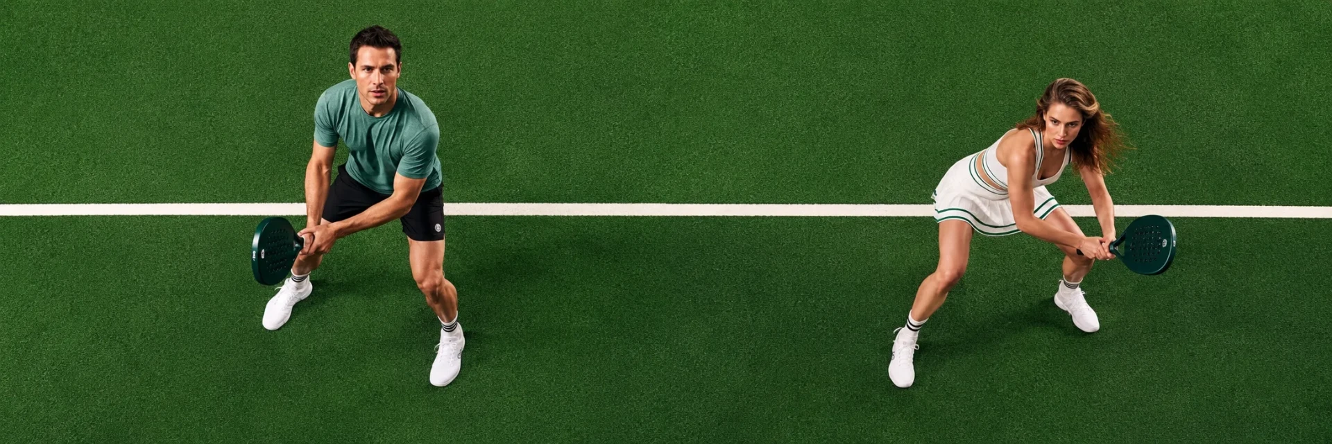 Two players squaring up on a Padel//Swt court